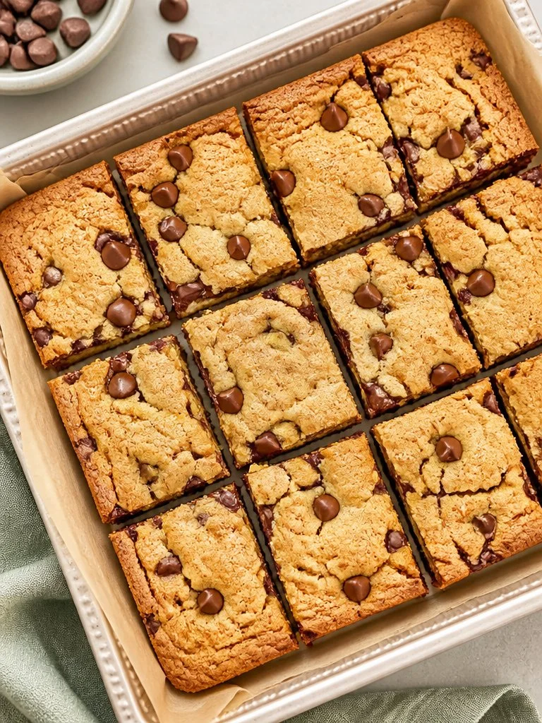 Gooey Chocolate Chip Cookie Bars Gooey chocolate chip cookie bars fresh out of the oven