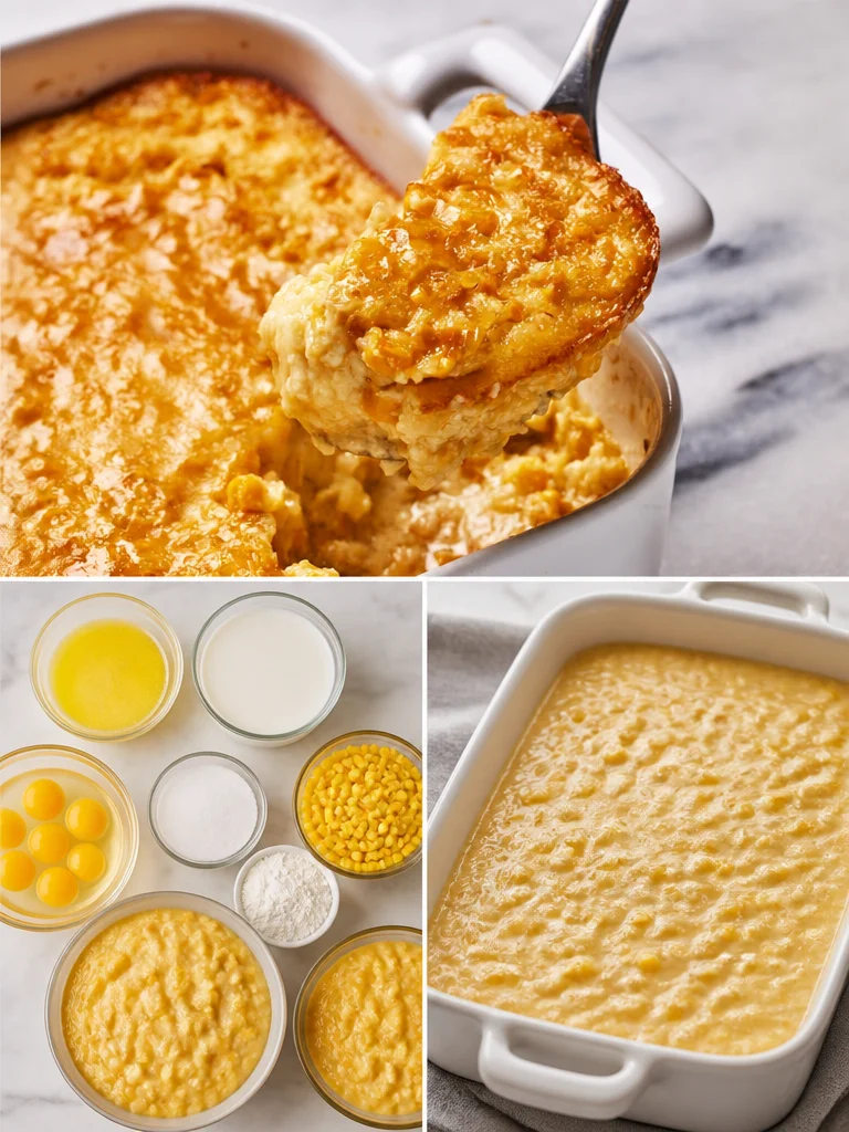Delicious bowl of Grandma's Corn Pudding fresh from the oven