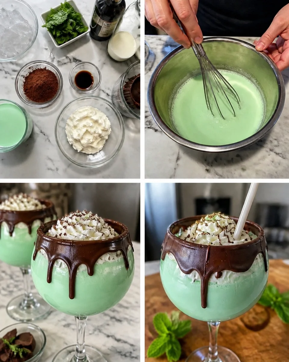 Grasshopper Cocktail! Recipe Below! It’s an Adult Dessert in a glass! Grasshopper Cocktail served in a glass with mint garnish