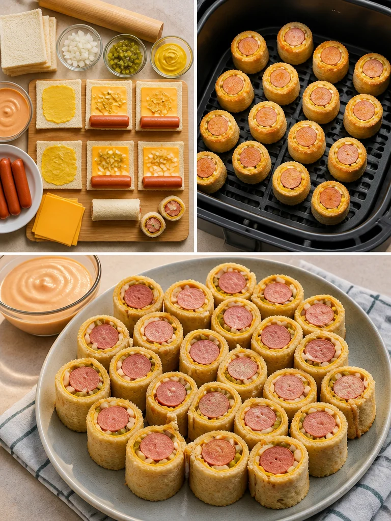 Plate of tasty hotdog roll-ups for a snack or party appetizer