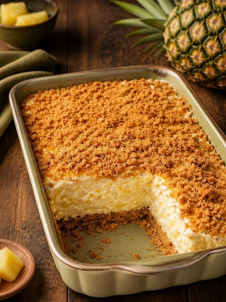 Incredible Pineapple Dream Dessert Incredible Pineapple Dream Dessert with whipped cream and pineapple chunks