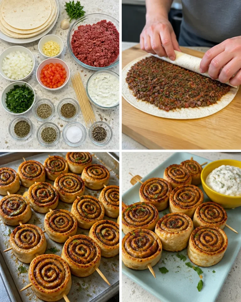 Delicious kebab rolls filled with meat and vegetables served on a plate.