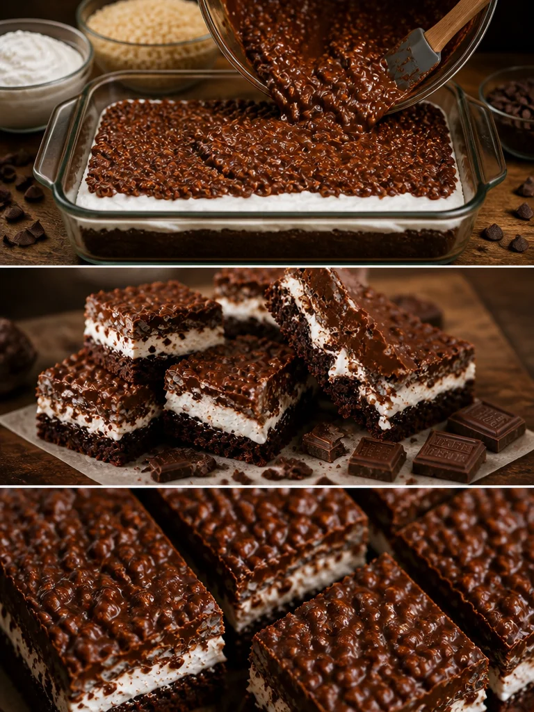 Kentucky Krispy Brownie Marshmallow Bars Kentucky Krispy Brownie Marshmallow Bars with chocolate and marshmallows