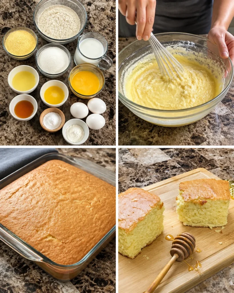 Moist sweet cornbread recipe with a fluffy texture and golden crust