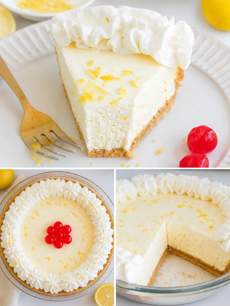 No Bake Lemon Cheesecake Pie No Bake Lemon Cheesecake Pie topped with lemon slices and whipped cream