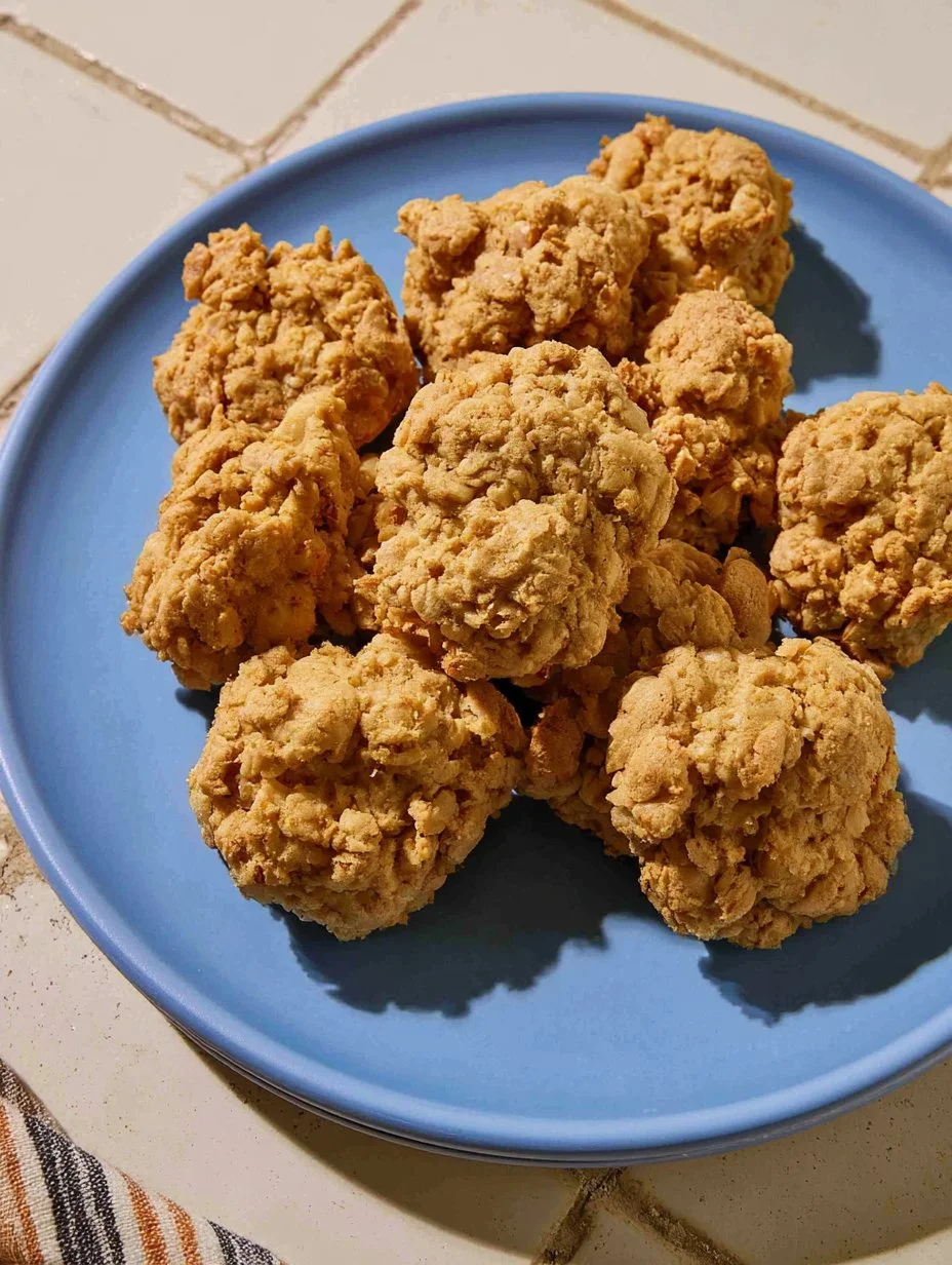 No-Bake Peanut Butter Cookies Delicious no-bake peanut butter cookies arranged on a plate