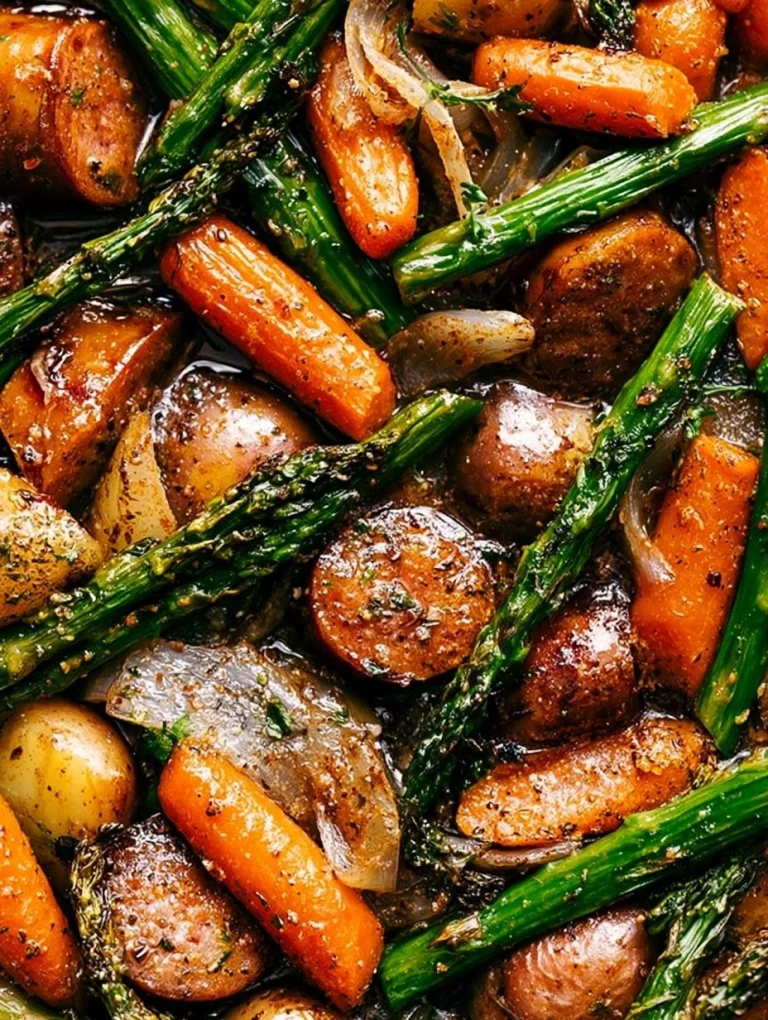 One-pan dish featuring potatoes and sausage for easy cooking and cleanup.
