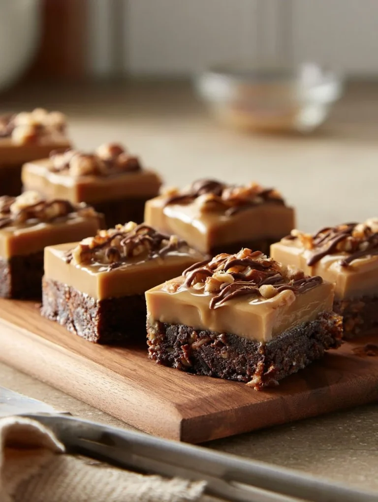 Delicious Peanut Butter Fudge Brownie Bars topped with chocolate drizzle.