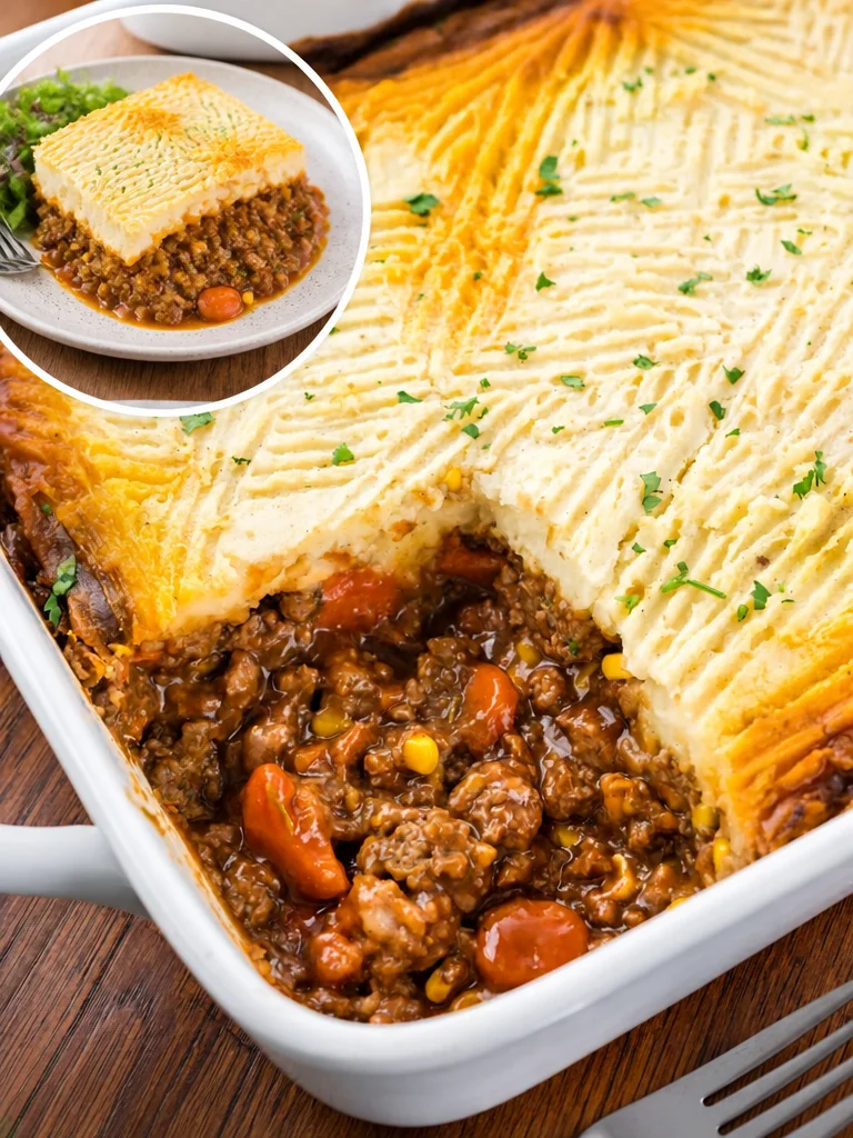 Shepherd's Pie Delicious homemade Shepherd's Pie with fluffy mashed potatoes and savory filling
