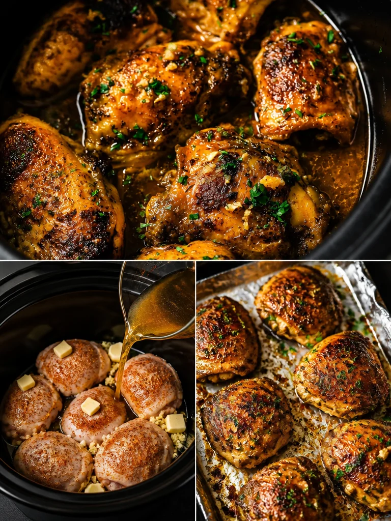Tender slow cooker chicken thighs in a crock pot