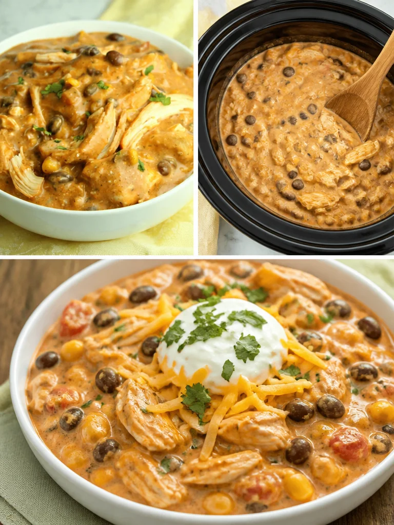 Bowl of creamy Slow Cooker Cream Cheese Chicken Chili topped with cilantro.