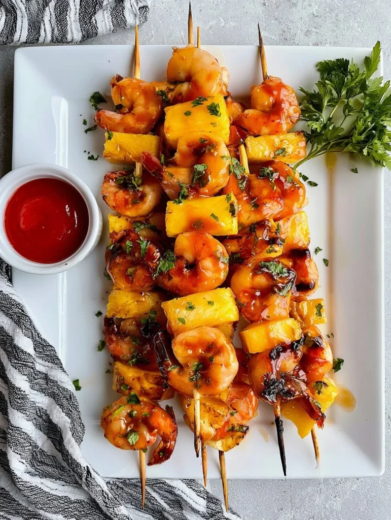 Sweet and Spicy Pineapple Shrimp Skewers