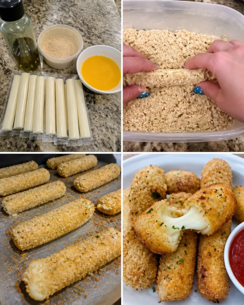 Homemade mozzarella sticks made with three simple ingredients