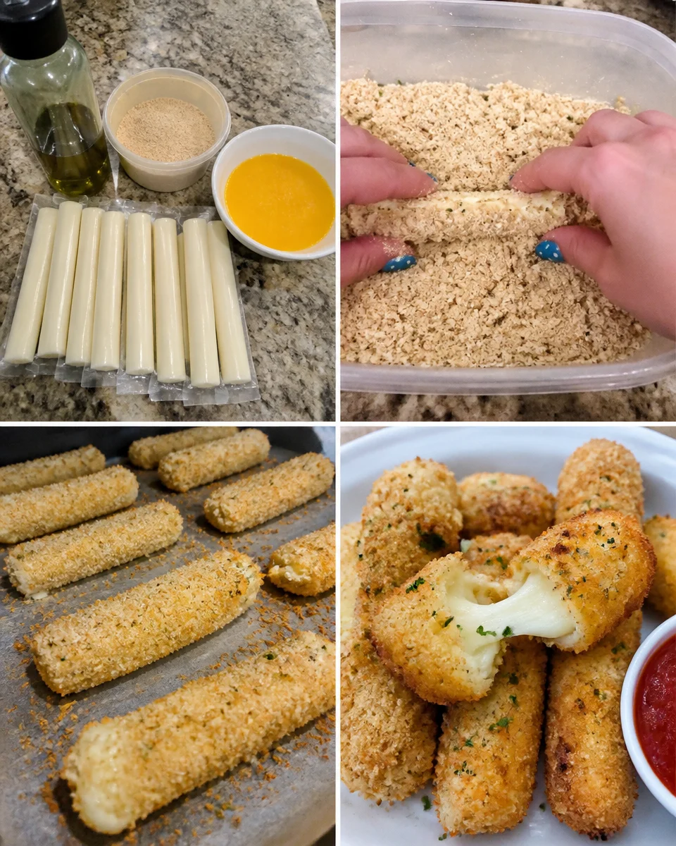Three Ingredient Homemade Mozzarella Sticks Homemade mozzarella sticks made with three simple ingredients