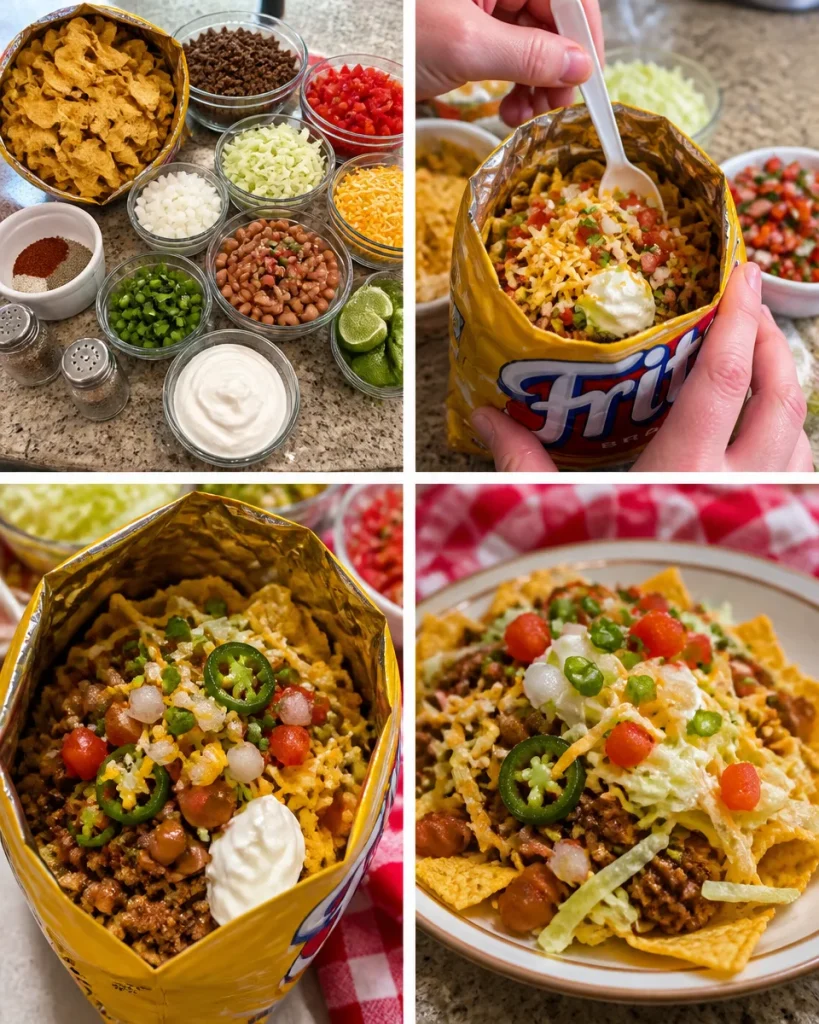 Delicious walking tacos in a portable bag, perfect for parties and gatherings.