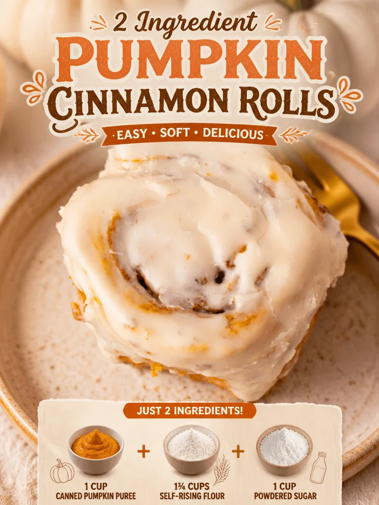 2 Ingredient Pumpkin Cinnamon Rolls Delicious pumpkin cinnamon rolls made with just two ingredients.