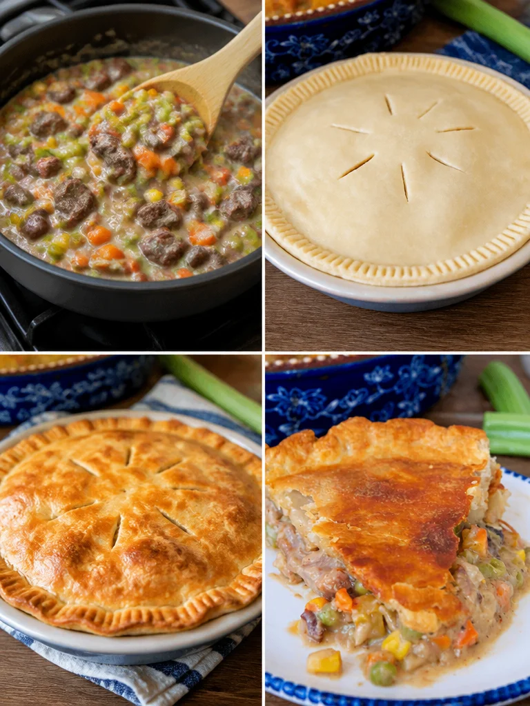 Brisket Pot Pie Delicious brisket pot pie with flaky crust and savory filling