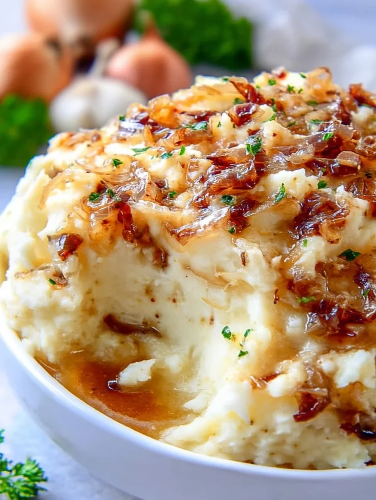 Creamy mashed potatoes with caramelized onions recipe