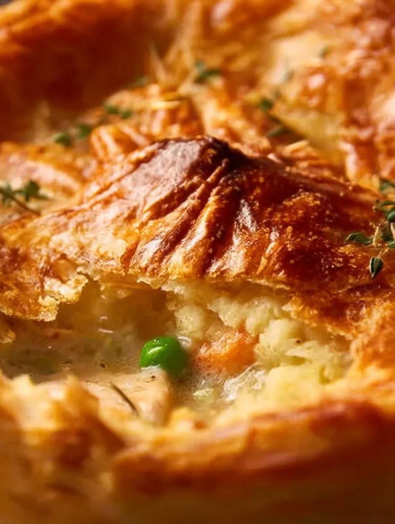Delicious chicken pot pie with flaky crust and savory filling