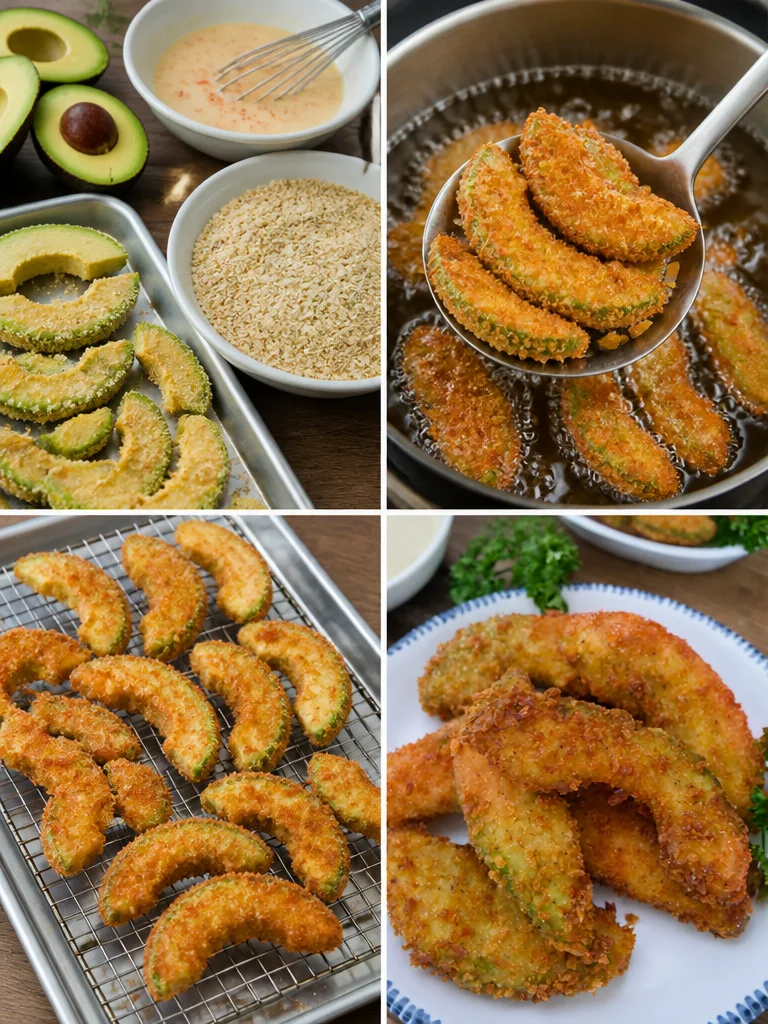 Delicious crispy avocado fries served with dipping sauce
