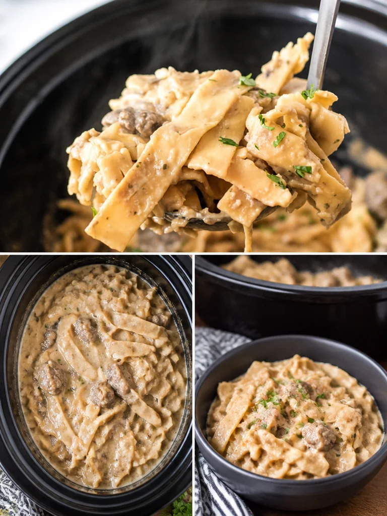 Crock Pot Beef and Noodles (5 Ingredients) Crock Pot Beef and Noodles dish made with five simple ingredients.