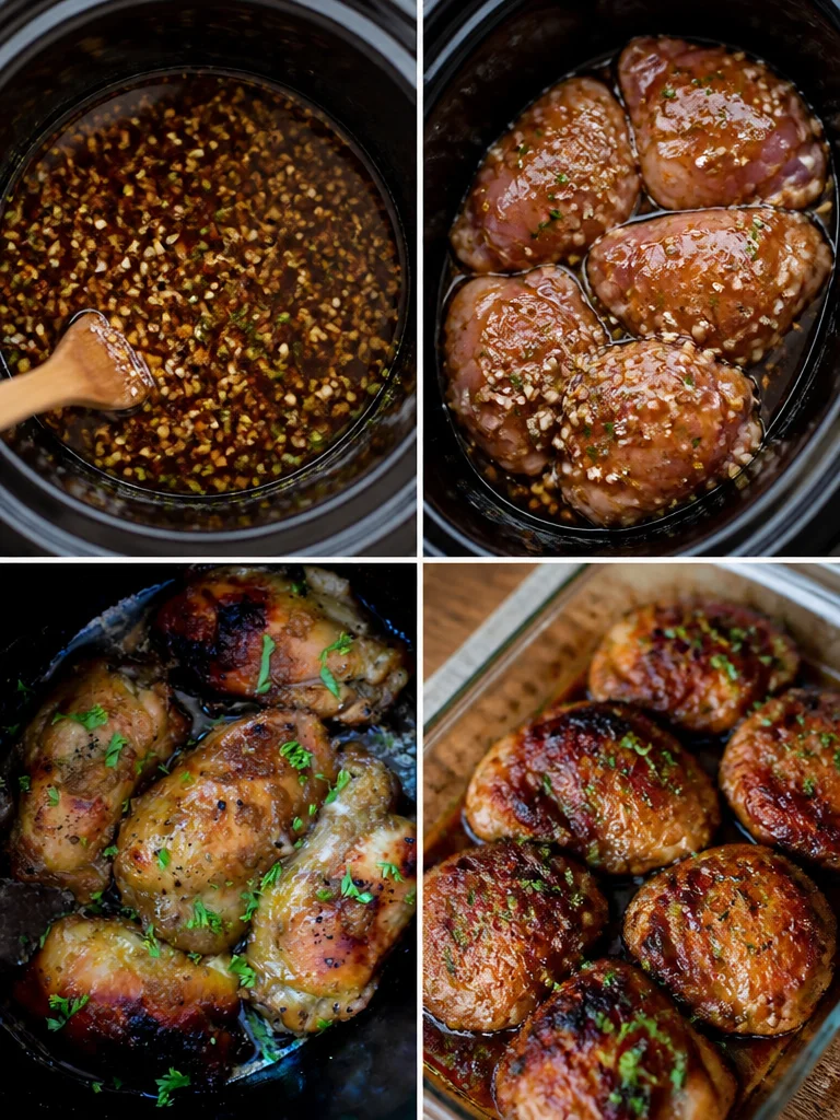 Crock Pot Garlic Brown Sugar Chicken! Crock Pot Garlic Brown Sugar Chicken with brown sugar glaze and garlic.