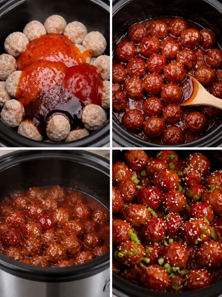 Crockpot Sweet Chili Meatballs Crockpot Sweet Chili Meatballs ready to serve in a dish