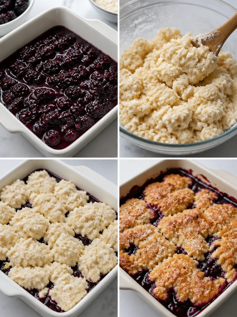 Easy Blackberry Cobbler Delicious easy blackberry cobbler served hot with a scoop of ice cream