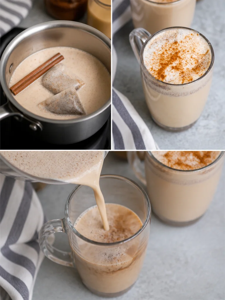 Easy Chai Tea Latte Recipe Delicious homemade chai tea latte in a cup with spices and milk