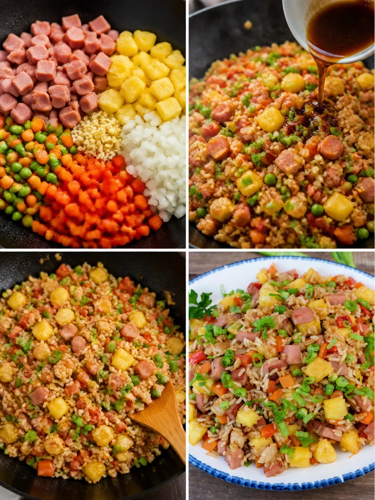 Hawaiian Fried Rice with Pineapple and Spam Delicious Hawaiian Fried Rice with Pineapple and Spam served in a bowl.