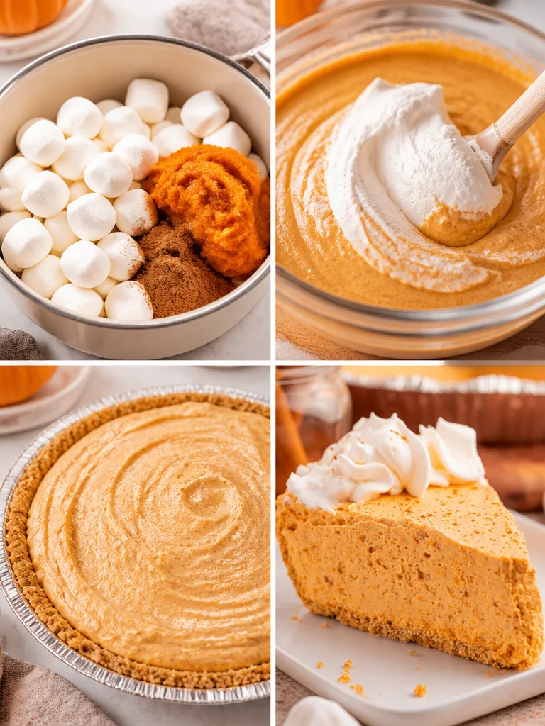 Marshmallow Pumpkin Pie Delicious Marshmallow Pumpkin Pie topped with whipped cream