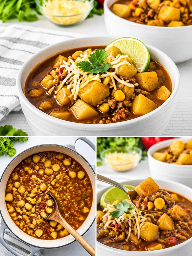 Mexican Potato Soup Bowl of delicious Mexican Potato Soup topped with fresh herbs and spices.