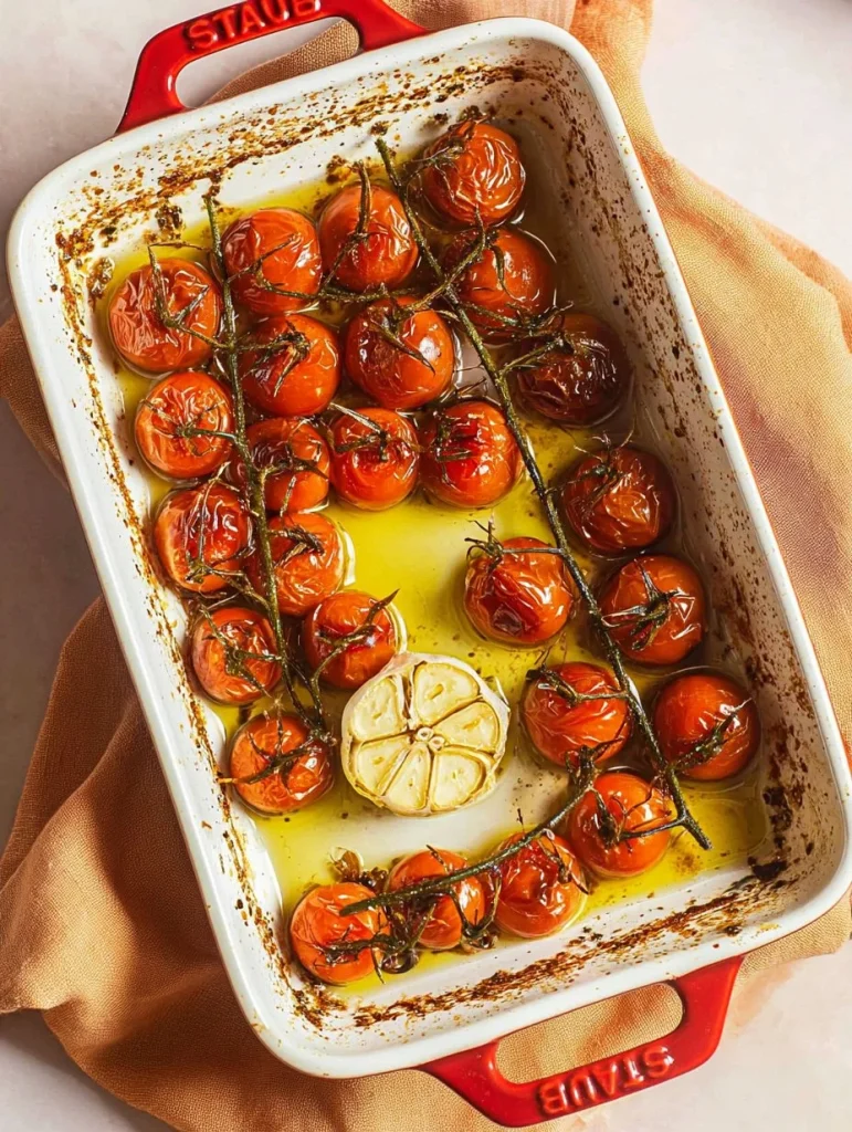 Delicious oven-roasted tomato confit served in a bowl