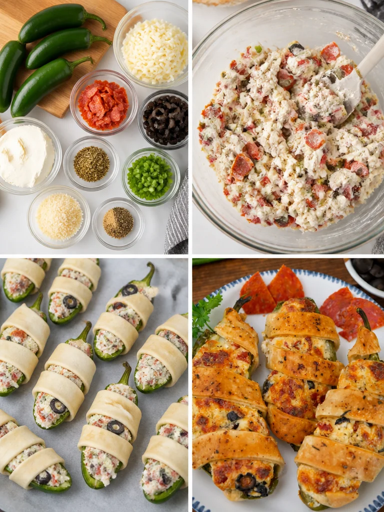 Pepperoni Pizza Jalapeno Poppers Delicious pepperoni pizza jalapeno poppers served fresh and hot.