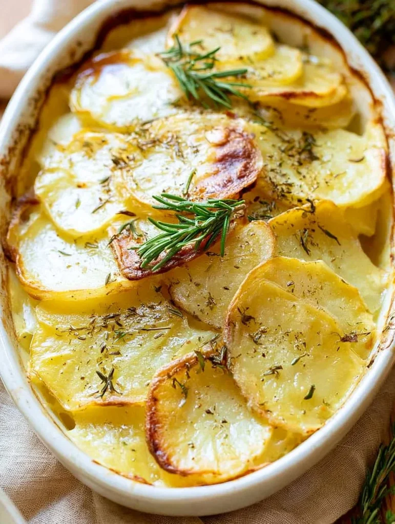 Baked potatoes and onions, golden and crispy, ready to serve as a delicious side dish.