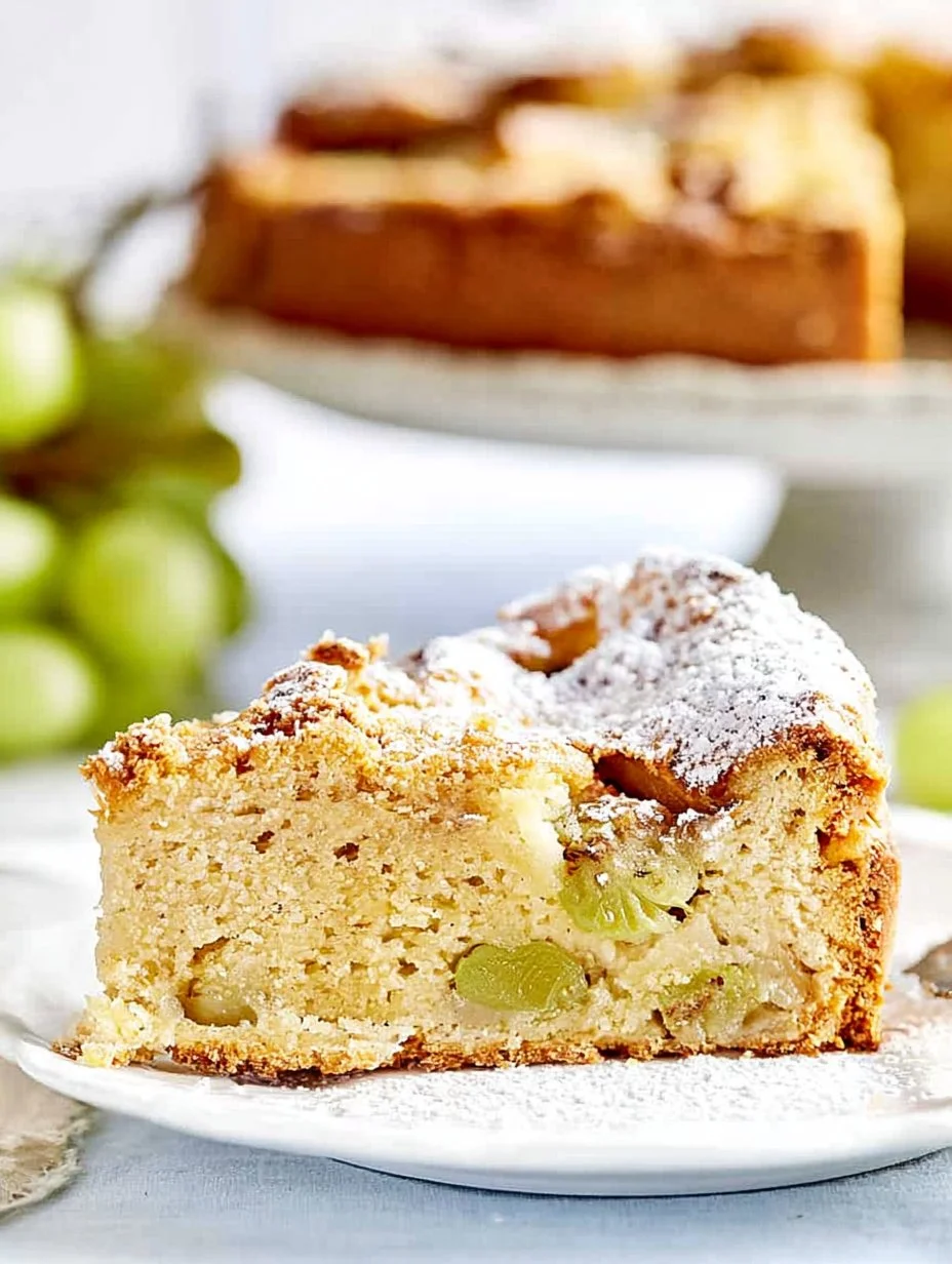 Roasted Grape Vanilla Cake topped with fresh grapes and creamy frosting.