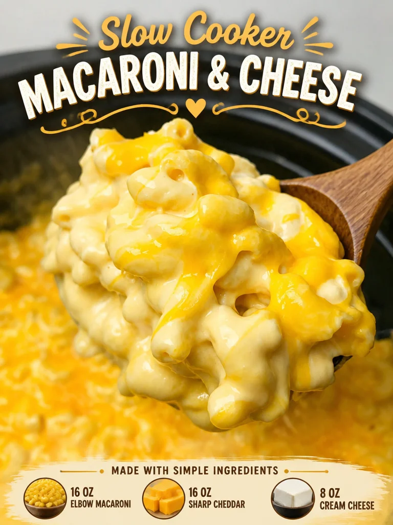 Slow Cooker Macaroni & Cheese Creamy slow cooker macaroni and cheese in a rustic bowl