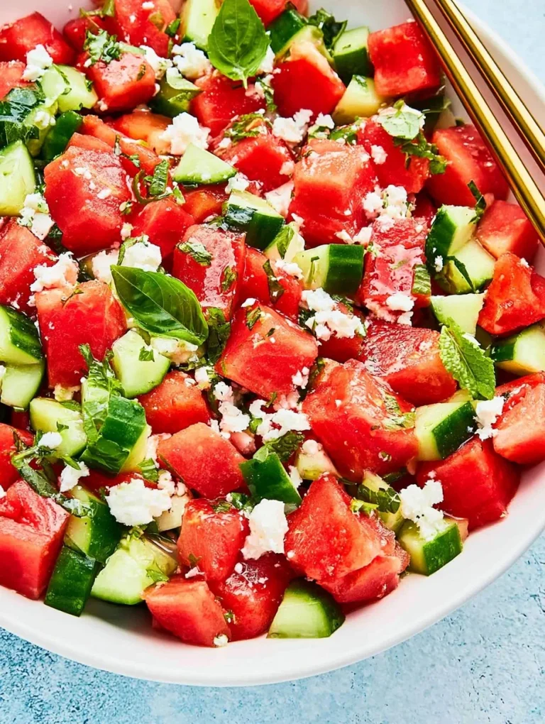 Watermelon Salad Delicious watermelon salad with fresh herbs and feta cheese