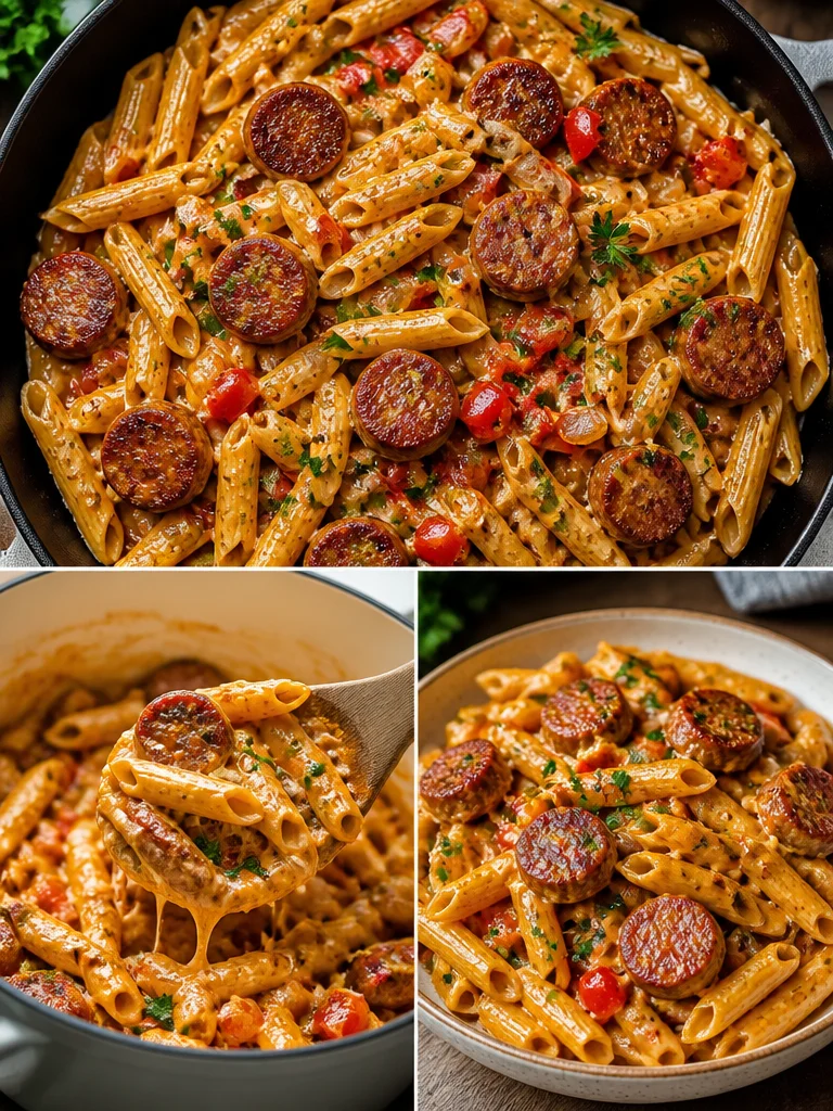 Delicious Cajun Sausage Pasta dish served in a bowl with vibrant colors