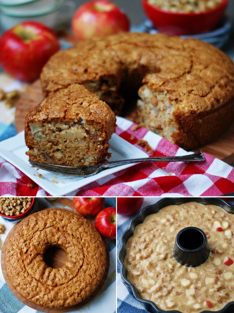 Fresh Apple Cake Delicious slice of fresh apple cake topped with cinnamon