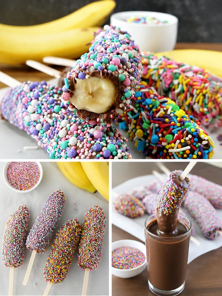 Frozen Chocolate Covered Bananas Frozen chocolate covered bananas on a plate, a delightful and healthy treat.