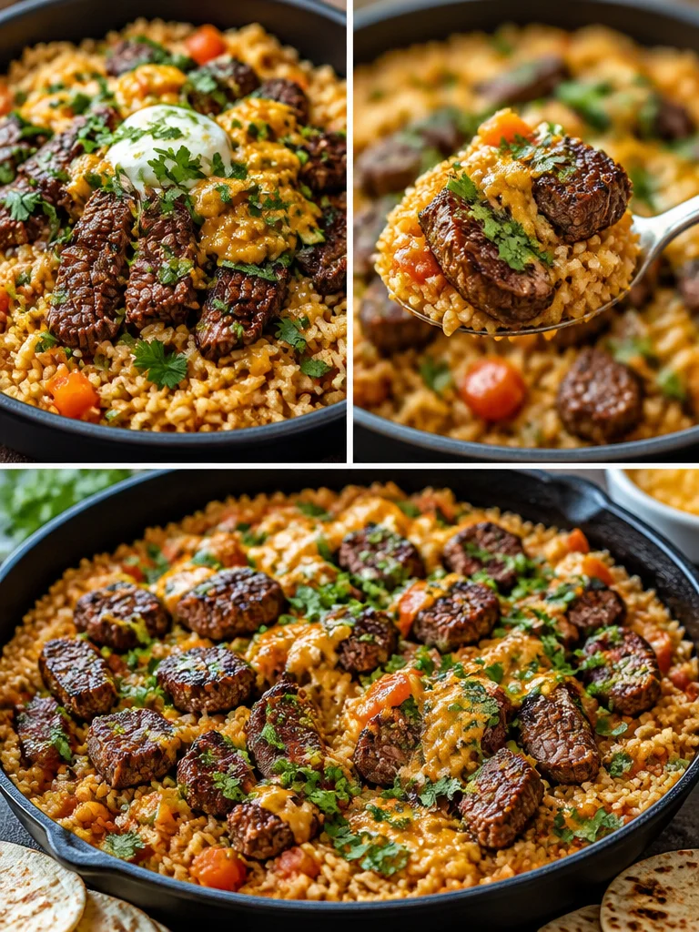 Irresistible Steak & Queso Rice for a Cozy Tex-Mex Night Delicious bowl of steak queso rice, the ultimate Tex-Mex comfort food