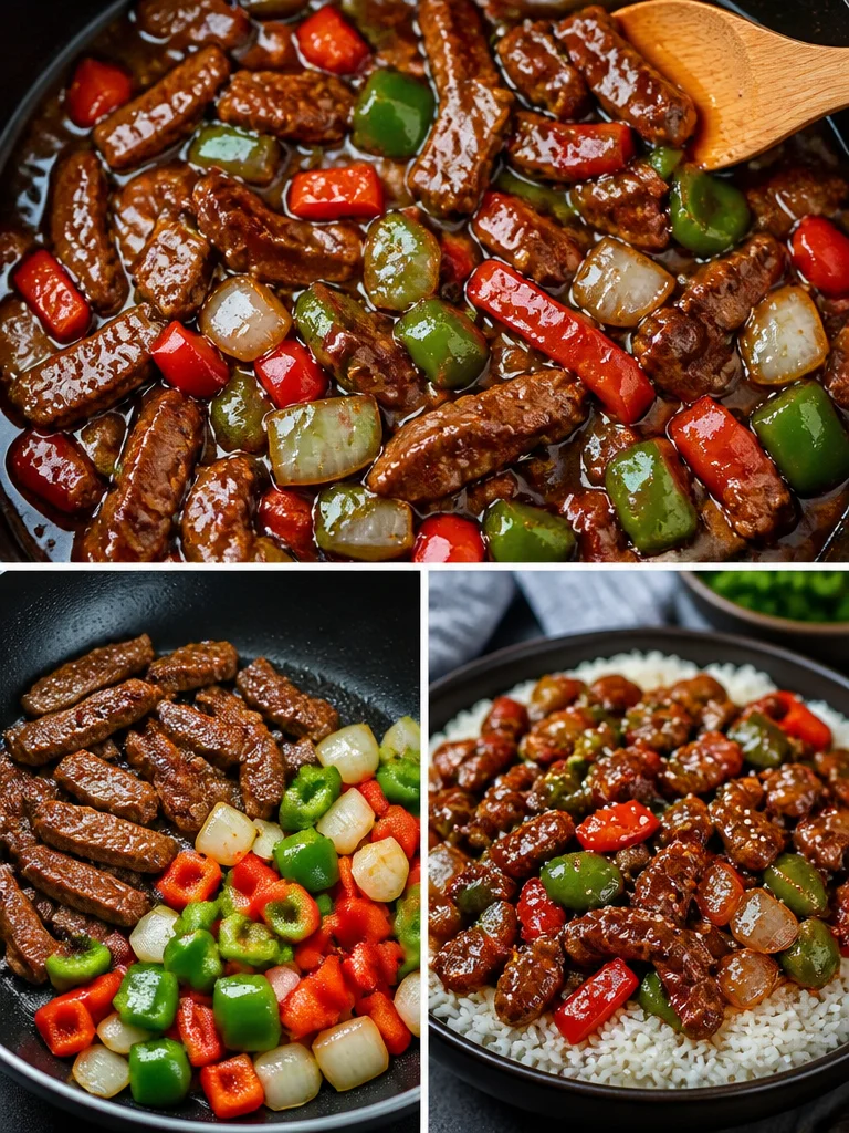 Pepper Steak Recipe Delicious homemade pepper steak served with steamed vegetables