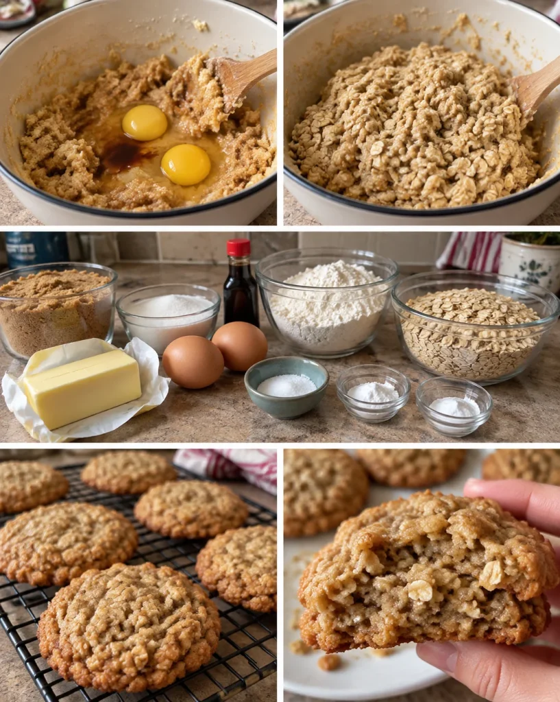 Plate of delicious soft and chewy oatmeal cookies fresh from the oven
